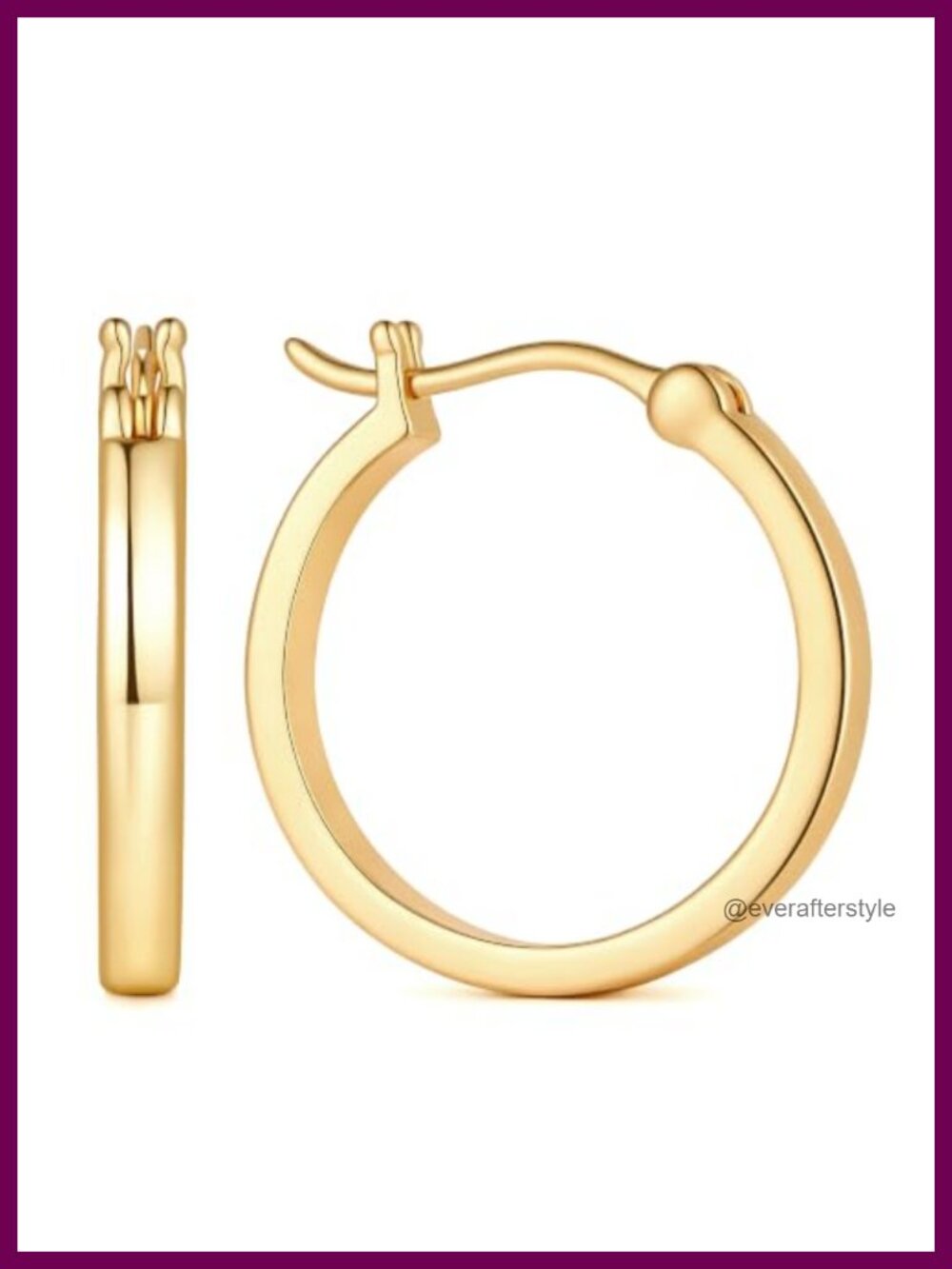 14k Gold Plated Hoop Earrings for Women Stackable Size 15-40mm